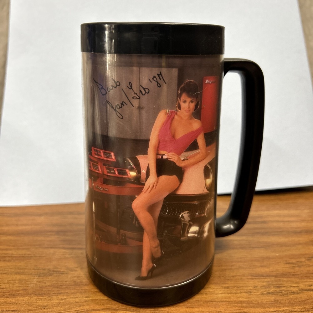 Snap On Vintage Mug Cup Calendar Girl Thermo Serv 1987 Jan/Feb Barb